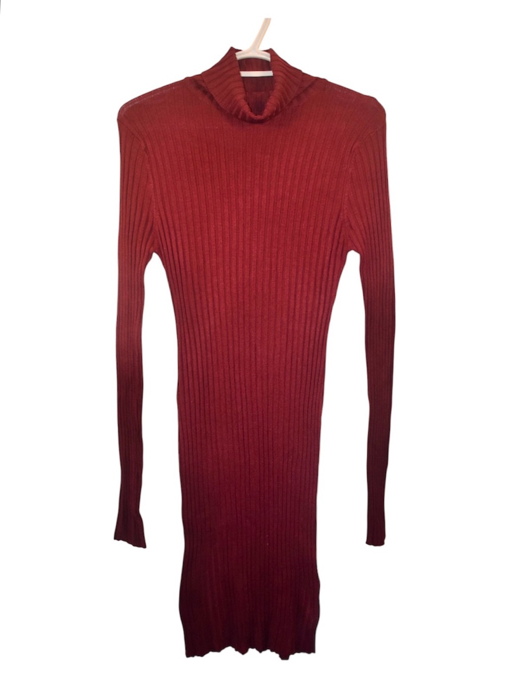 Streetwear Society Ribbed Turtleneck Sweater Dress - Burgundy